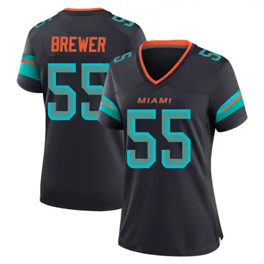 Aaron Brewer Women's Game Blue Miami Dolphins Pitch 2025 Rivalries Collection Jersey