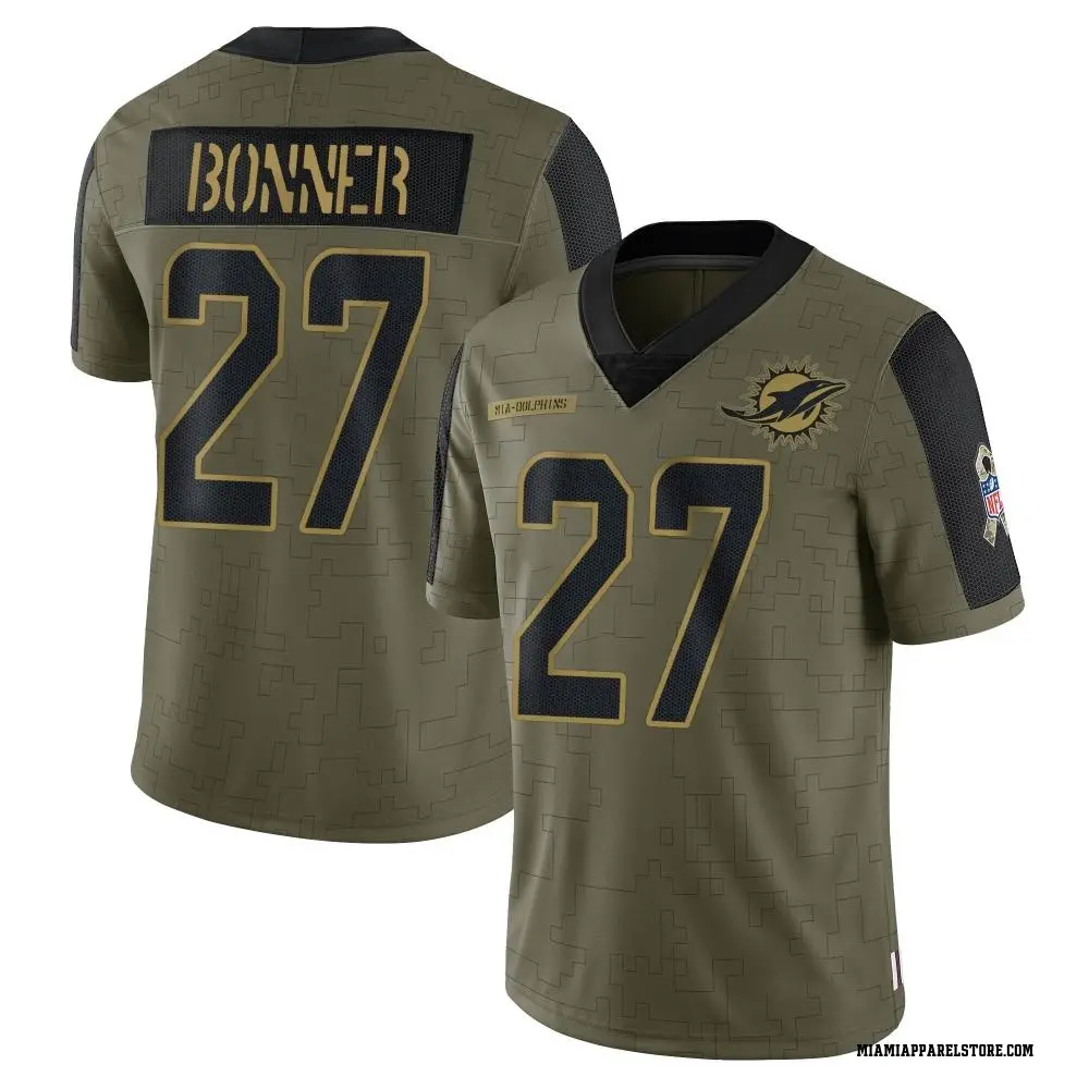 Ethan Bonner Men's Limited Olive Miami Dolphins 2021 Salute To Service Jersey