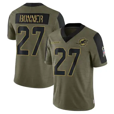 Ethan Bonner Men's Limited Olive Miami Dolphins 2021 Salute To Service Jersey