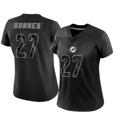 Ethan Bonner Women's Limited Black Miami Dolphins Reflective Jersey