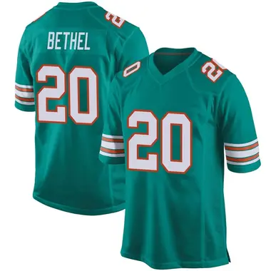 Justin Bethel Men's Game Aqua Miami Dolphins Alternate Jersey