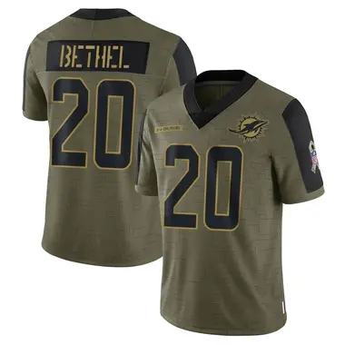 Justin Bethel Men's Limited Olive Miami Dolphins 2021 Salute To Service Jersey
