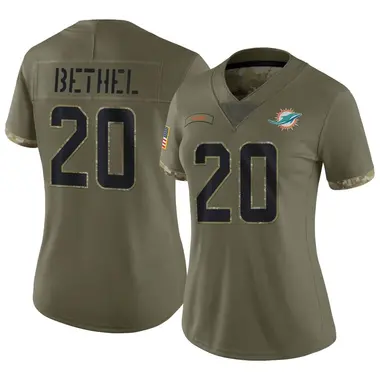 Justin Bethel Women's Limited Olive Miami Dolphins 2022 Salute To Service Jersey
