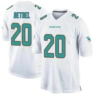 Justin Bethel Youth Game White Miami Dolphins Jersey
