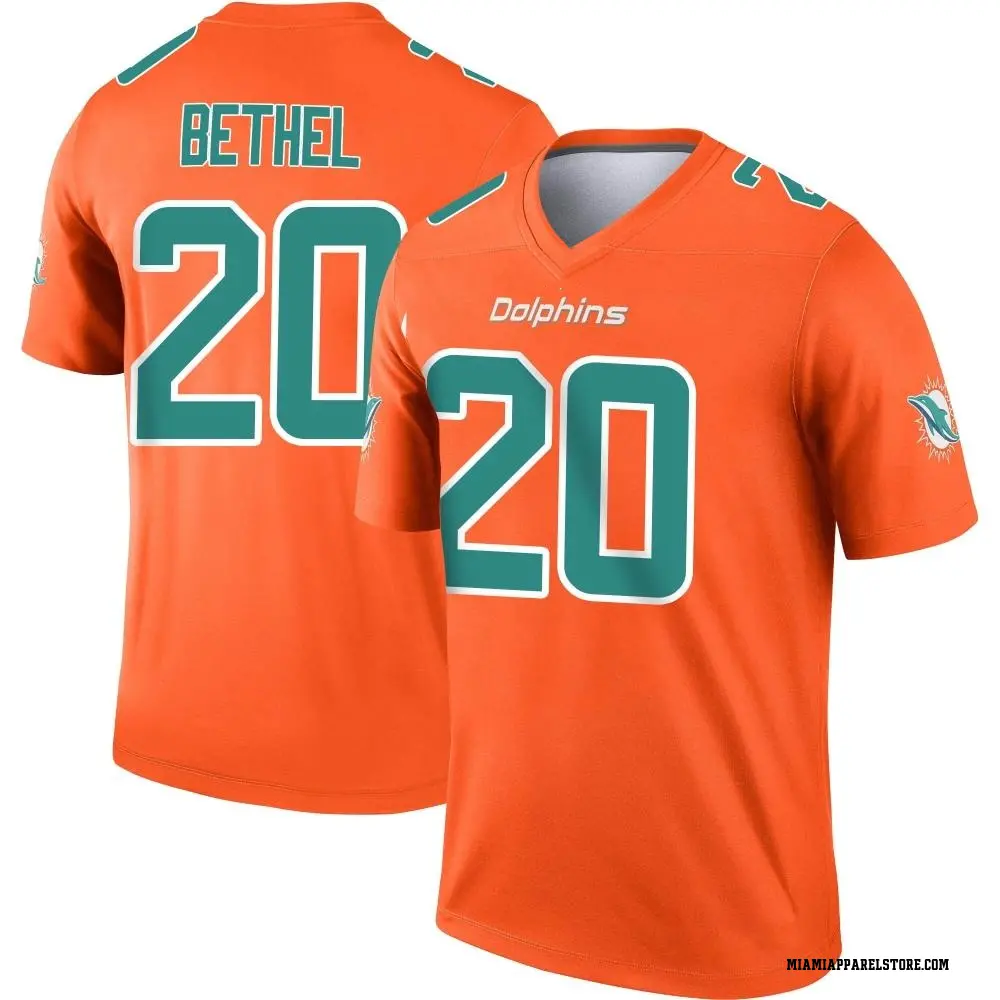 Justin Bethel Youth Legend Orange Miami Dolphins Inverted Jersey