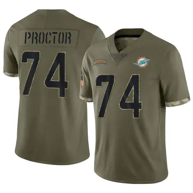 Kadyn Proctor Men's Limited Olive Miami Dolphins 2022 Salute To Service Jersey