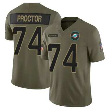 Kadyn Proctor Men's Limited Olive Miami Dolphins 2025 Salute to Service Jersey