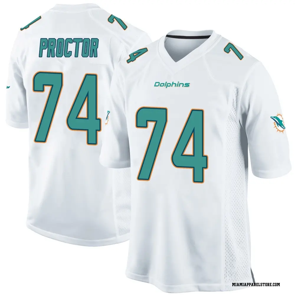 Kadyn Proctor Youth Game White Miami Dolphins Jersey