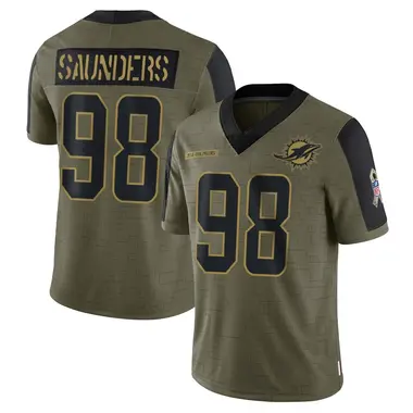 Kahlil Saunders Men's Limited Olive Miami Dolphins 2021 Salute To Service Jersey