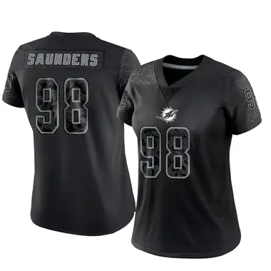 Kahlil Saunders Women's Limited Black Miami Dolphins Reflective Jersey