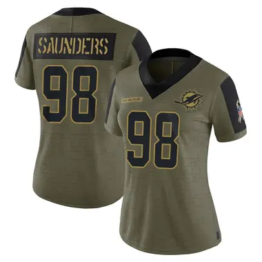 Kahlil Saunders Women's Limited Olive Miami Dolphins 2021 Salute To Service Jersey