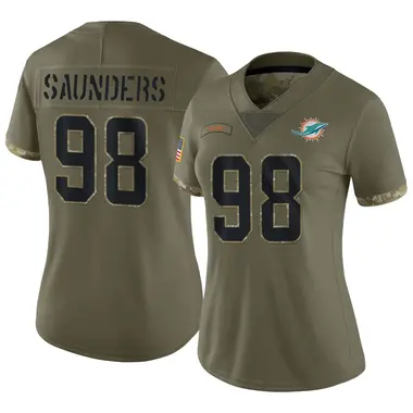 Kahlil Saunders Women's Limited Olive Miami Dolphins 2022 Salute To Service Jersey