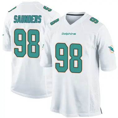 Kahlil Saunders Youth Game White Miami Dolphins Jersey