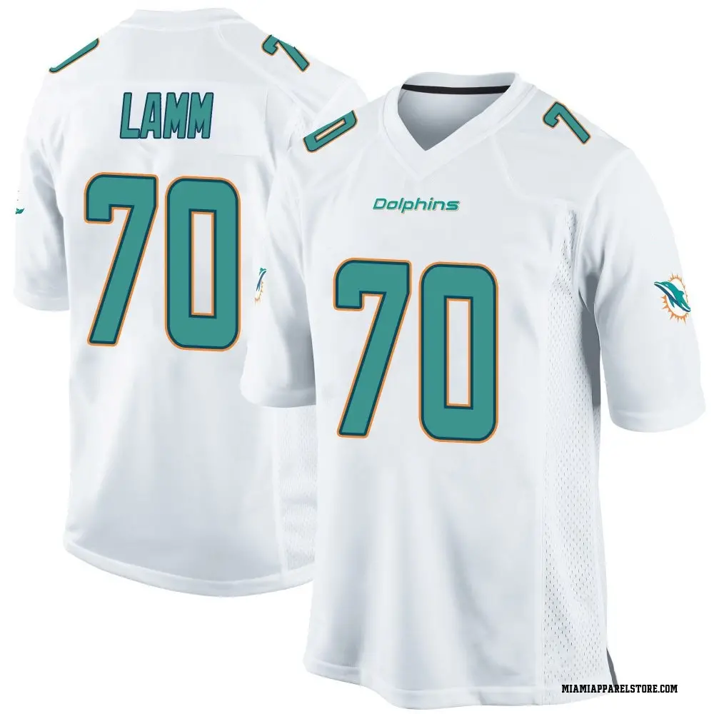 Kendall Lamm Men's Game White Miami Dolphins Jersey