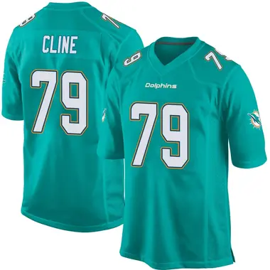 Kevin Cline Men's Game Aqua Miami Dolphins Team Color Jersey