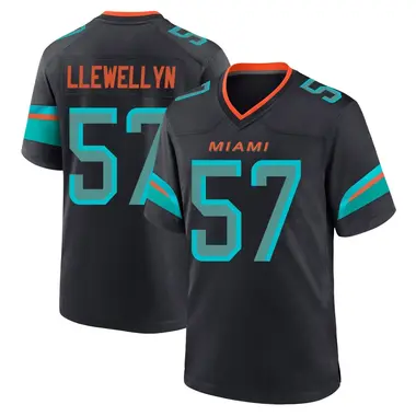 Max Llewellyn Men's Game Blue Miami Dolphins Pitch 2025 Rivalries Collection Jersey