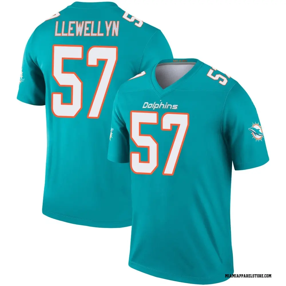 Max Llewellyn Men's Legend Aqua Miami Dolphins Jersey