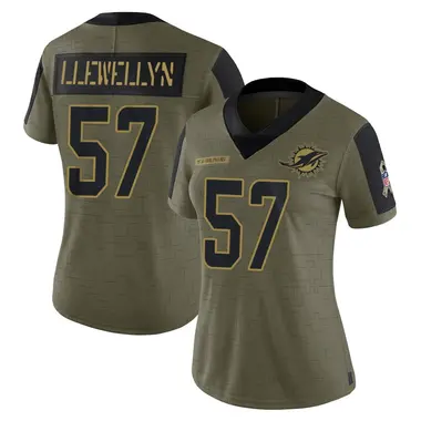 Max Llewellyn Women's Limited Olive Miami Dolphins 2021 Salute To Service Jersey