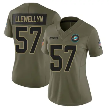 Max Llewellyn Women's Limited Olive Miami Dolphins 2025 Salute to Service Jersey