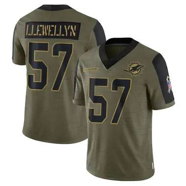 Max Llewellyn Youth Limited Olive Miami Dolphins 2021 Salute To Service Jersey