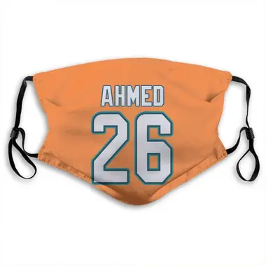 Salvon Ahmed Name & Number Orange Miami Dolphins Face Mask
