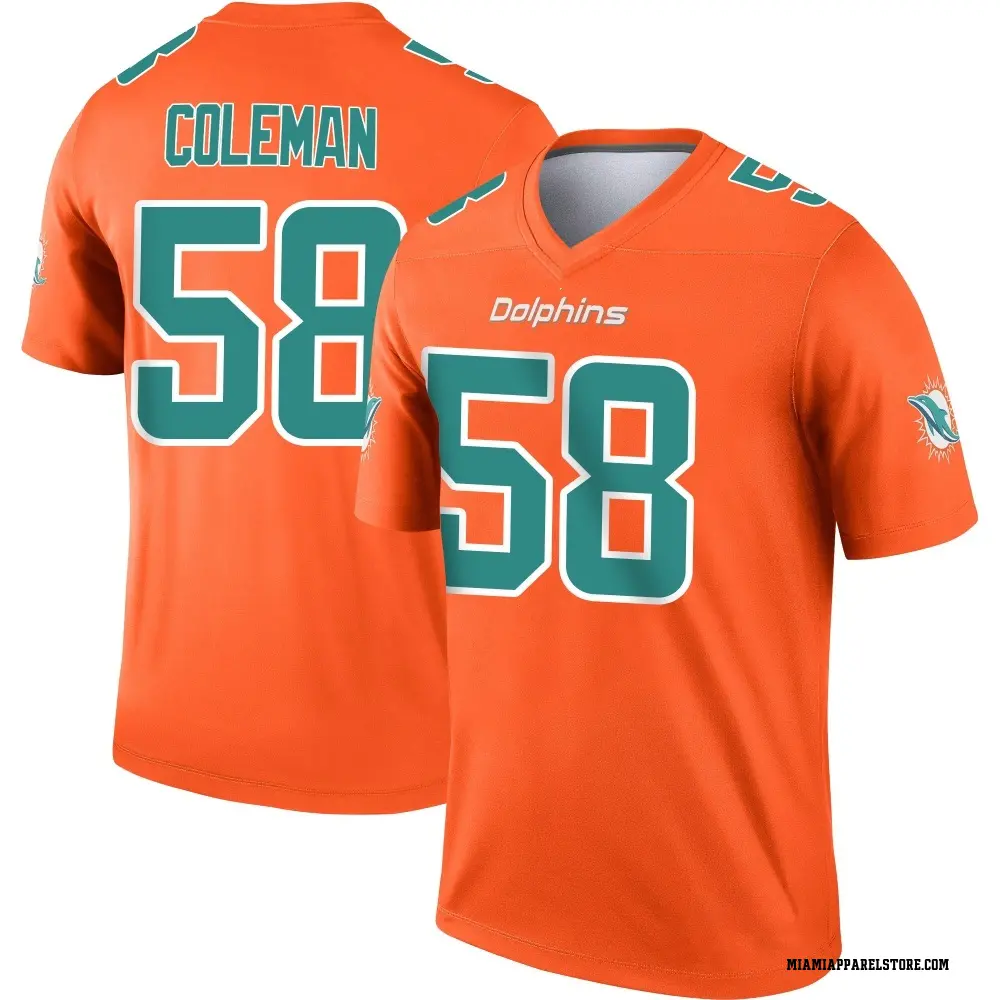 Seth Coleman Men's Legend Orange Miami Dolphins Inverted Jersey