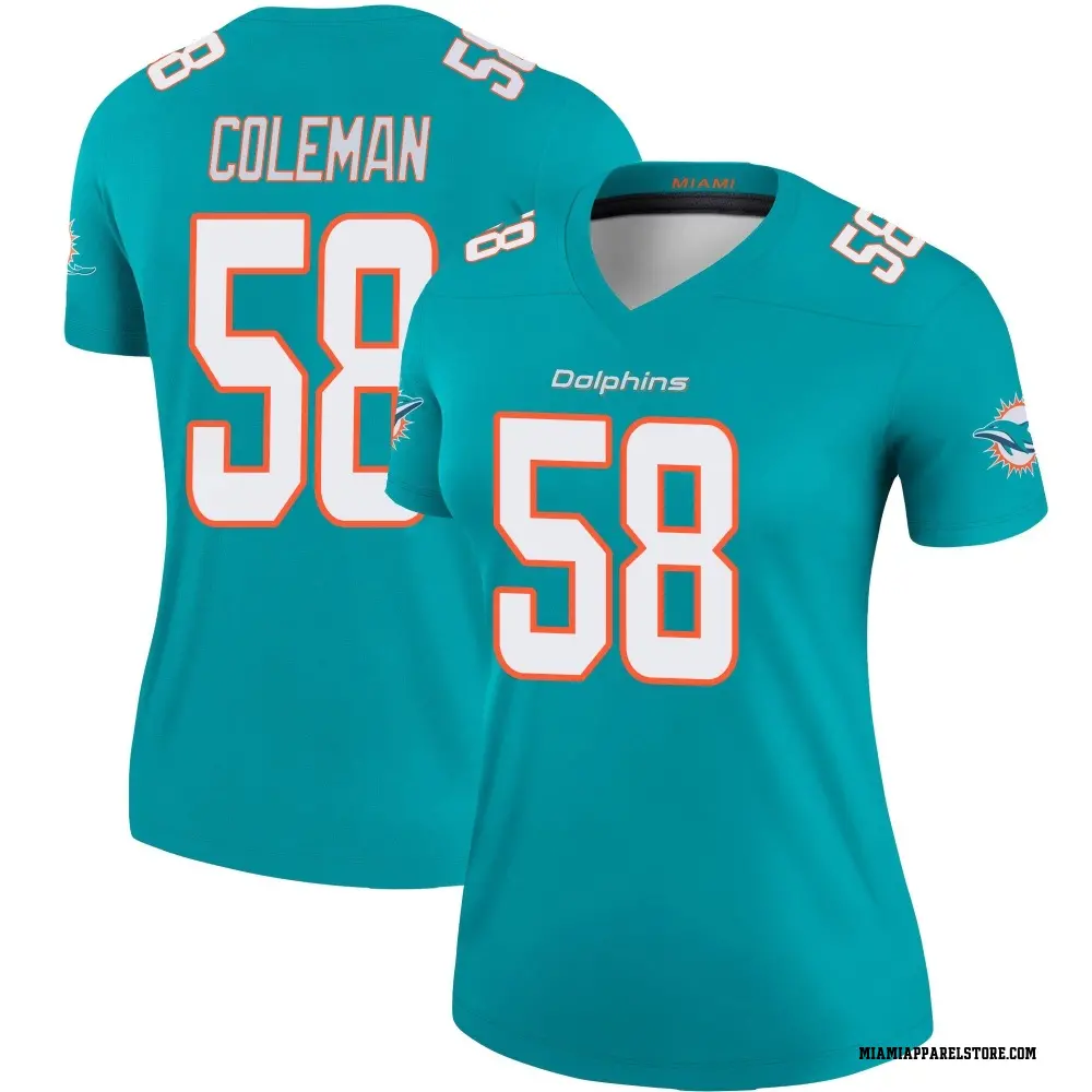 Seth Coleman Women's Legend Aqua Miami Dolphins Jersey