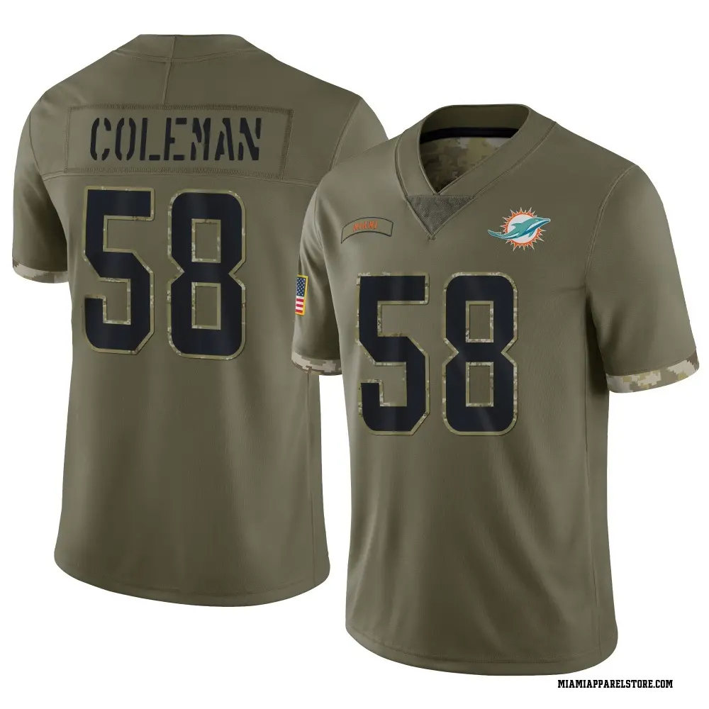 Seth Coleman Youth Limited Olive Miami Dolphins 2022 Salute To Service Jersey