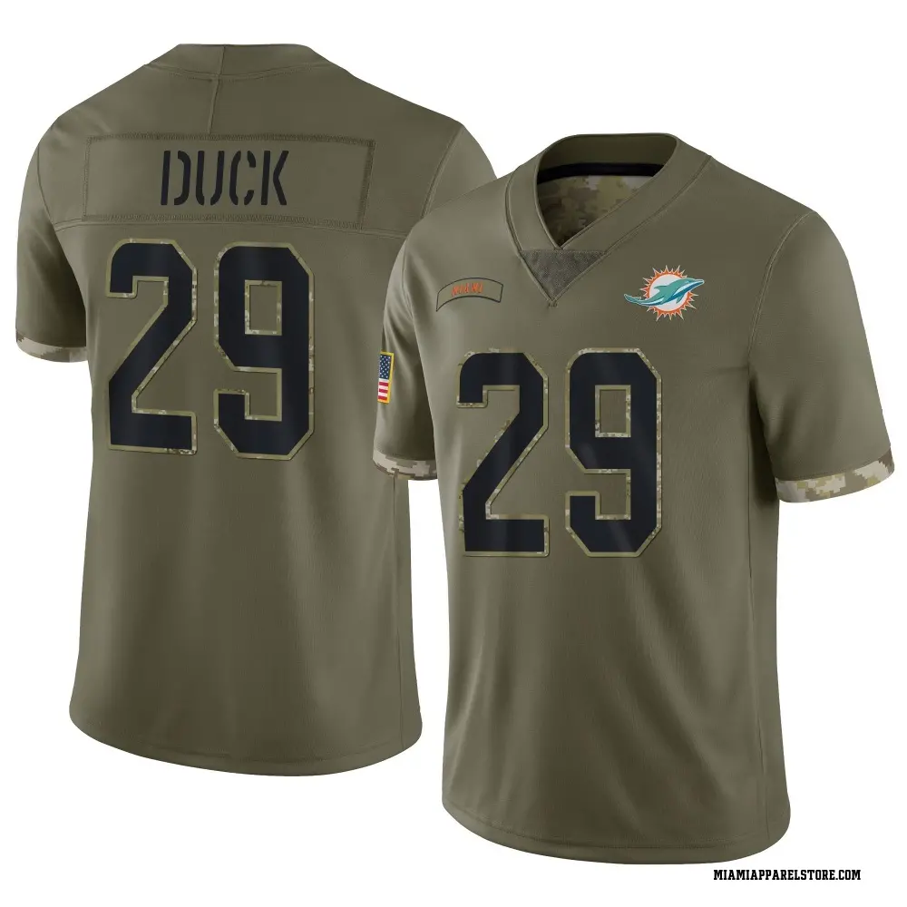 Storm Duck Men's Limited Olive Miami Dolphins 2022 Salute To Service Jersey