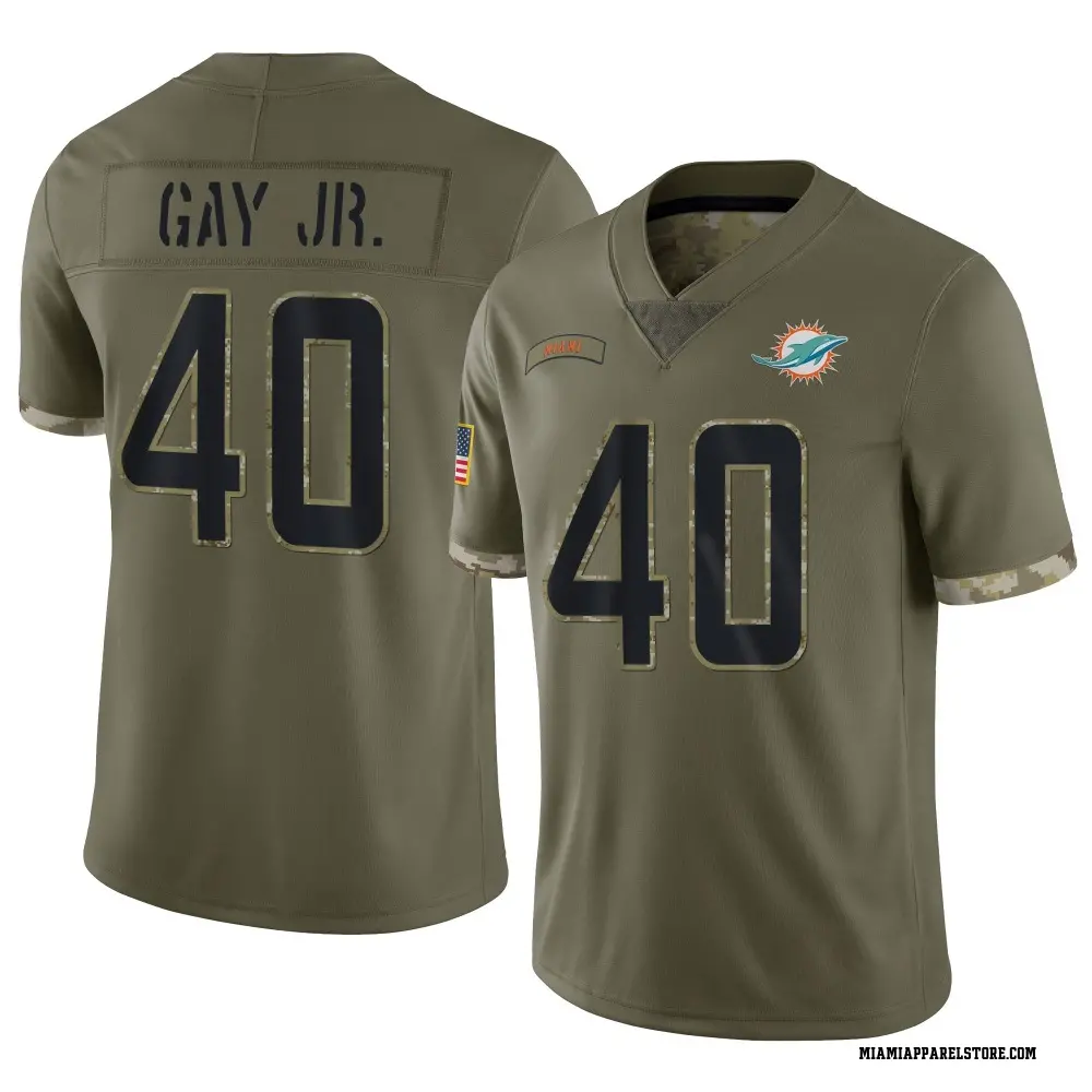 Willie Gay Jr. Men's Limited Olive Miami Dolphins 2022 Salute To Service Jersey